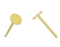 200pcs Hypoallergenic Earring Posts Gold Plated Brass Stud Earrings 4mm Small Flat Board Glue On Earring Post Setting with earnuts CF222-4