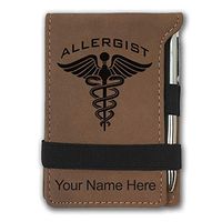 Mini Notepad, Allergist, Personalized Engraving Included (Dark Brown)