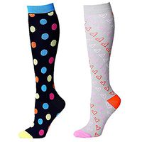 Compression Socks Women 2 Pairs Knee High Stocking Stretchable 15-25 mmHG