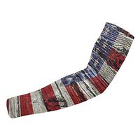 Sincerity First USA Flag Wood Texture UV Protection Cooling Arm Sleeves for Sports Running Men Women