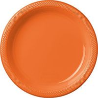 Bulk Round Plastic Plates | 50ct (10.25 inch, Orange Peel)