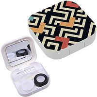 Portable Contact Lens Case Box Travel Kit Mirror + Bottle + Tweezers Container Holder [ Raster Geometric ]