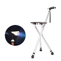 HYXQY-ZY Elderly Aluminum Walker | Non-Slip Lightweight Cane | with Lights and Seat | Easy to Clean|Mobile Auxiliary Frame for Obstacles (Color : Silver)