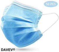 DAVEVY - Disposable Face Mask - 50pcs- 3-ply Face Mask Personal Protection Dust-Proof Anti Spittle Eye Mask for Earloop