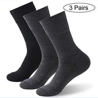 Forcool Diabetic Socks, Merino Wool Non Binding Loose Top Non Blister Seamless Toe Cushioned Sole Wide Calf Crew Diabetes Socks Edema Socks Dress Socks, Medium, 2 Pairs Drak Gray& 1 Pair Black