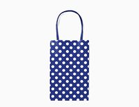 12CT Small Royal Blue Polka DOT Biodegradable, Food Safe Ink & Paper, Premium Quality Paper (Sturdy & Thicker), Kraft Bag with Colored Sturdy Handle (Small, P.Royal Blue)