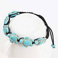 Bohemian Style Hand Chain Jewelry Turtle Fish Bear Turquoise Pendant Bracelet Beaded Bangle Foot Chain Decoration Pendant