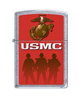 Zippo USMC Soldiers Street Chrome Pocket Lighter