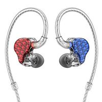 FiiO FA7 Best Over The Ear Headphones/Earphones Detachable Cable Design HiFi Quad Balanced Armature Driver in-Ear Monitors for iOS and Android Computer PC Tablet(Blue(L) and Red(R)-Clear Abstract