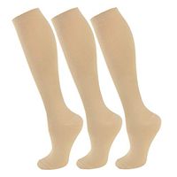Compression Socks for Women and Men(1/3 Pairs)-Best for Running,Nursing,Circulation,Recovery & Travel (Nude - 3 Pairs, Small/Medium)