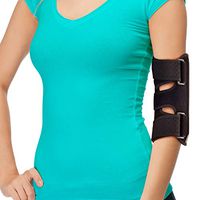 Elbow Brace for Comfortable Elbow Support - Adjustable Stabilizer to Keep Your Elbow Immobilized & Your Arm Straight with Two Removable Metal Splints Great Night Elbow Splint for Sleeping (Fits Most)
