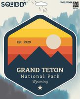 Squiddy Grand Teton National Park Wyoming - Vinyl Sticker for Car, Laptop, Notebook (5" Tall)