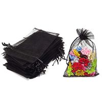 Honbay 50PCS 4x6" (10x15cm) Drawstring Organza Gift Bags Candy Bags Jewelry Pouches for Baby Shower, Wedding, Birthday, Party, Christmas, etc (Black)