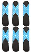 Aslana 6-Pack Large 12"x7.25" Reusable Feminine Cloth Menstrual Period Pads, Sanitary Napkins for Heavy Flow Overnight - Fleece PUL Polka Dot, Turquoise