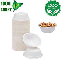 OURhome 8 oz Bowls Disposable Sturdy Biodegradable Eco Friendly Sugarcane Bagasse, Alternative to Paper & Plastic Bowls, Microwavable and Leakproof Tableware for Hot and Cold Foods, Pack of 1000