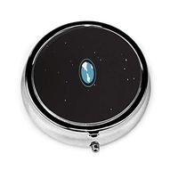 Pill Box Gorgerous Dark Minimalist Round Pill Case Daily Metal Silver Medicine Tablet Holder Organizer Container Cases for Purse Pocket Travel Vitamin,Small 2 inch,3 Compartment