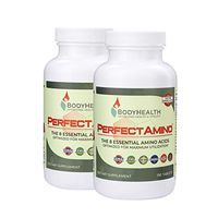 BodyHealth PerfectAmino Tablets, (2-Pack) All 8 Essential Amino Acids with BCAAs + Lysine, Phenylalanine, Threonine, Methionine, Tryptophan, Supplement for Muscle Mass Production, Recovery & Strength