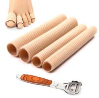 vuUUuv 4 Tubes- Fiber Toe Cover with Free Cutting-Finger Silicone Protector for Corns, Calluses & Blisters Toe Sleeves (2 Large+2 Medium-4.7in)