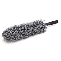 uxcell Gray Round Shaped Telescoping Cleaning Brush Duster Dust Wax Mop Tool for Car