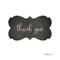 Andaz Press Fancy Frame Rectangular Label Stickers, Thank You, Chalkboard Print, 36-Pack