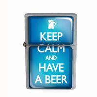 Wind Proof Dual Torch Refillable Lighter Keep Calm and Have a Beer Design-006