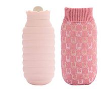 OBRlygeuaw Explosion Proof Tasteless Hot Water Bottle,Silicone high Density Water Injection Style for Pain Relief hot Compress and Heat Therapy-Pink 10.2x23.8cm(4x9inch)