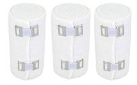 GT USA Organic Cotton Soft Woven White (4"Wide, 3 Pack) | Cotton Elastic Bandage Wrap | Latex Free | Metal Clip Fasteners| Hypoallergenic Compression Roll |for Sprains & Injuries
