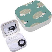 Portable Contact Lens Case Box Travel Kit Mirror + Bottle + Tweezers Container Holder [ Cute Hedgehogs Childish ]