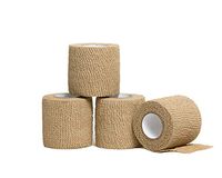 HealiT ShieldGrip™ Cohesive Bandage 2inch-Wide Self Adherent Athletic Wrap Medical Tape, Elastic Flexible Breathable First Aid Gauze Ideal for Stretch Ankle Sprains, Swelling, Sports - Beige - 4 Pack