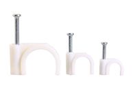 Mini Skater 7mm/10mm/16mm Nylon Steel Nail in Circle Round Ethernet Cable Clip kit (300Pcs,White)