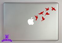Overly Attached Decals Small Flock of Birds in Flight Vinyl Decal Sized to Fit A 11" Laptop - Maroon