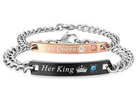 LOVE Beauties His & Hers Matching Set Titanium Stainless Steel His Queen Her King Couple Bracelet in a Gift Box (A PAIR)