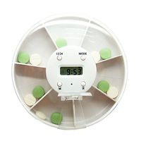 XIHAA Portable Mini Digital Round Pill Box Useful Storage Pill Box 7 Days Reminder 5 Alarms Timed Digital Pill Boxes Organizer Easy For Carrying