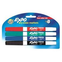 EXPO 86674K  Low-Odor Dry Erase Markers, Fine Point, Assorted Colors, 4-Count