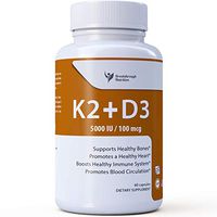 K2 D3 Vitamin Supplement with BioPerine® for Enhanced Absorption - The Right Combination of K2 (M7 100 mcg) + D3 (5000 IU) for Stronger Bones and Cardiovascular Support (60 Veggie Capsules)