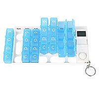 Weekly Digital Pill Organizer 7 Days 28 Compartments Medicine Box with 5 Groups Alarm Reminder and Luminous LCD Back Light for Medications Supplements Vitamins - Blue