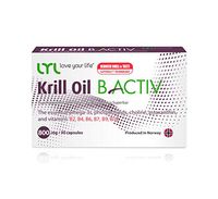 LYL Krill Oil B Activ - Complete Omega 3 + B2, B4, B6, B7, B9, B12 Vitamins - Naturally Obtained Antarctic Krill Oil (Euphausia Superba) 800mg dose 30 Capsules