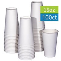 TashiBox 16 oz White Hot Drink Paper Cups - 100 count - Disposable hot coffee cups
