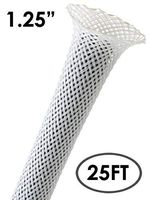 Electriduct 1.25" PET Expandable Braid Sleeving Flexible Wire Mesh Sleeve - 25FT (White)