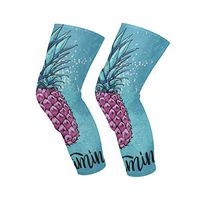 Knee Sleeve Pink Pineapple Vitamin Full Leg Brace Compression Long Sleeves Pant Socks for Running, Jogging, Sports, Crossfit, Basketball, Joint Pain Relief, Men and Women 1 Pair