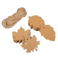 HS 100 Pieces Maple and Leaf Kraft Gift Paper Tags for Christmas Day and Holiday, Wedding, Parties, Arts and Crafts with 10M Rope
