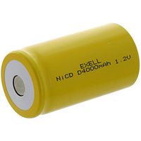 Exell D Size 1.2V 4000mAh NiCD Flat Top Rechargeable Battery for medical instruments/equipment, electric razors, toothbrushes, radio controlled devices, electric tools