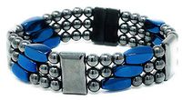 Tri Power BLU 3 Strand 100% Black Magnetic Hematite Bracelet with Powerful Rare Earth Magnetic Clasp (7.25")