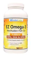 Top Rated Atlantic Menhaden Fish Oil Omega-3 2000 mg, Burpless, Made in The USA, Perfect Balance of EPA+ DHA + DPA 180 Softgels
