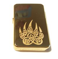 Vector KGM Thunderbird Custom Lighter - Celtic Knot Weave Irish Bear PAW Print Brass Gold Hi Polish Chrome Rare!