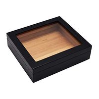 Lxc Smoking Set/Imported Cedar Wood Glass top moisturizing Box high Gloss Paint with humidifier Constant Humidity Thickening Men's Gift Box Cigarette Box Storage 20 Sticks red/Black Mute