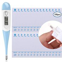 Digital Body Thermometer Household Waterproof LCD Electronic Underarm Oral Rectal Temperature Measure Monitor with Elastic Tip and Detect Fever Quickly for Baby Child Adult (Orange&Blue) (Color 2)