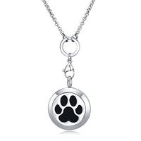 Mesinya New 25mm Dog paw Aromatherapy and Essential Oils Diffuser Pendant Locket Necklace