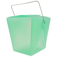 JAM Paper Plastic Chinese Takeout Container - Large - 4" x 3 1/2" x 4" - Green - Sold Individually