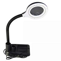 Jing Boutiques/AI LI WEI Magnifier Desktop 5X Illumination Magnifying Glass Assisted Mirror 10X with HD Lens for Book Reading, Jewelry Identification, Watches, DIY Crafts Carving and Repair, Black,